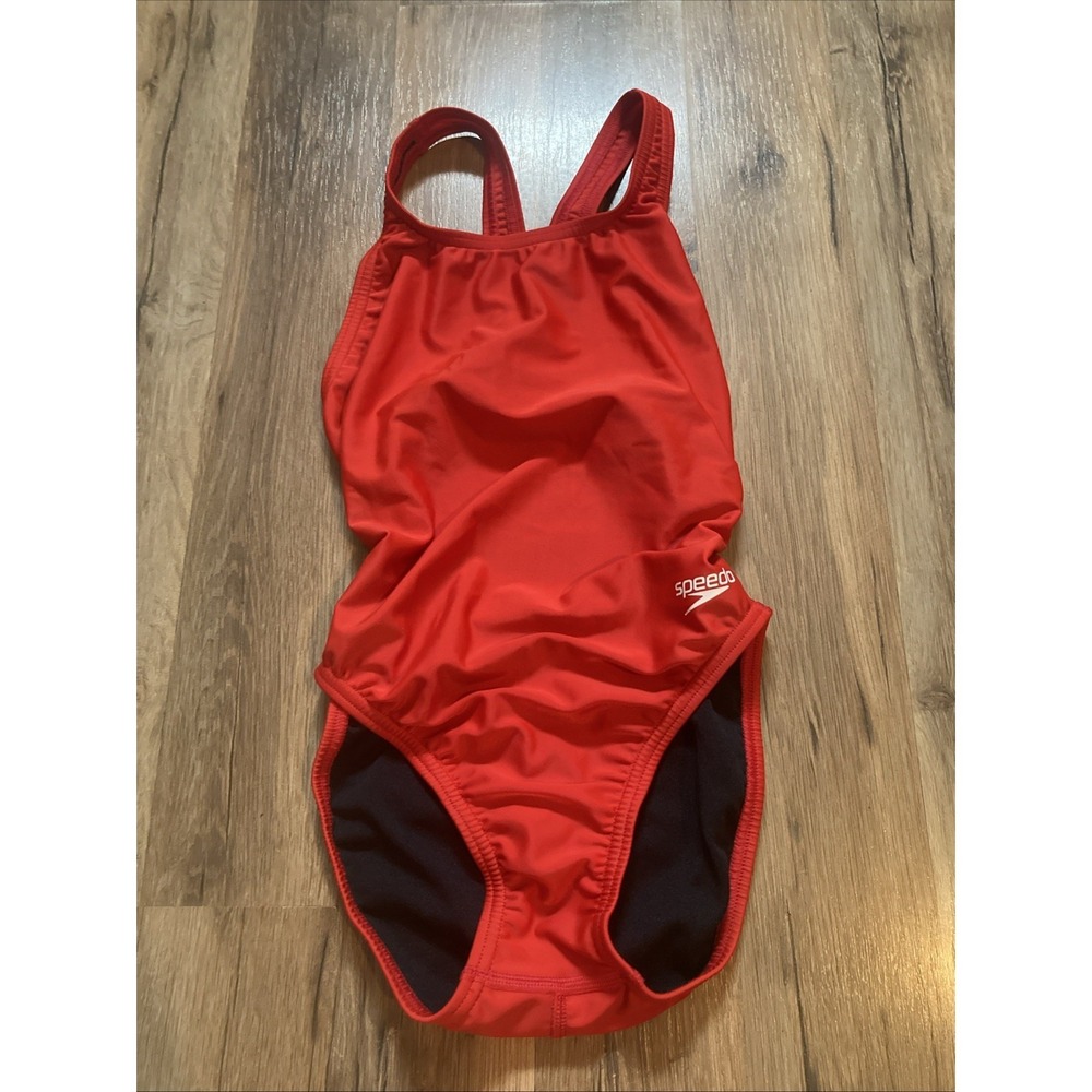 Speedo PRO LT Womens Swimsuit One Piece Solid Team Red Racerback SZ 30